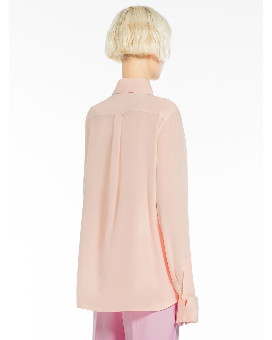Sportmax Natural Point-Neck Long-Sleeved Shirt
