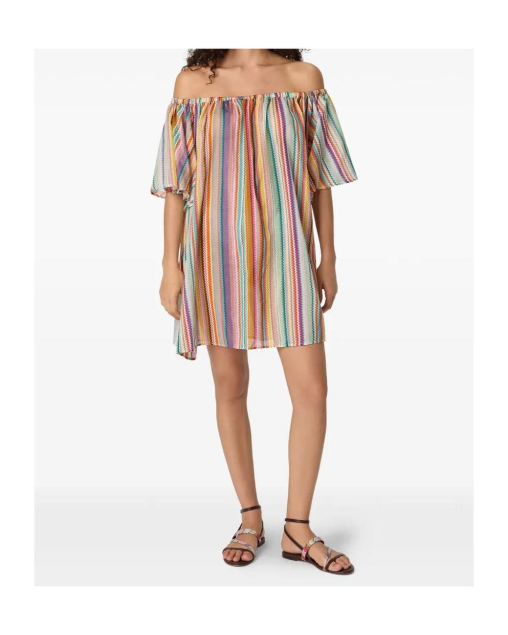 Missoni White Off-Shoulder Zigzag-Pattern Cover-Up