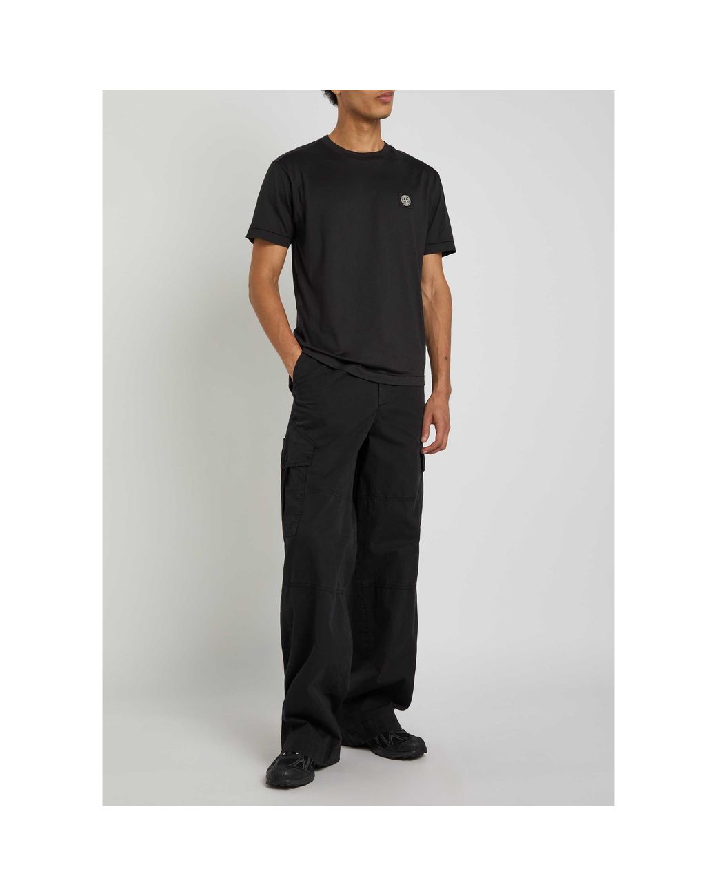 Stone Island Black Dyed Cotton T-Shirt for men