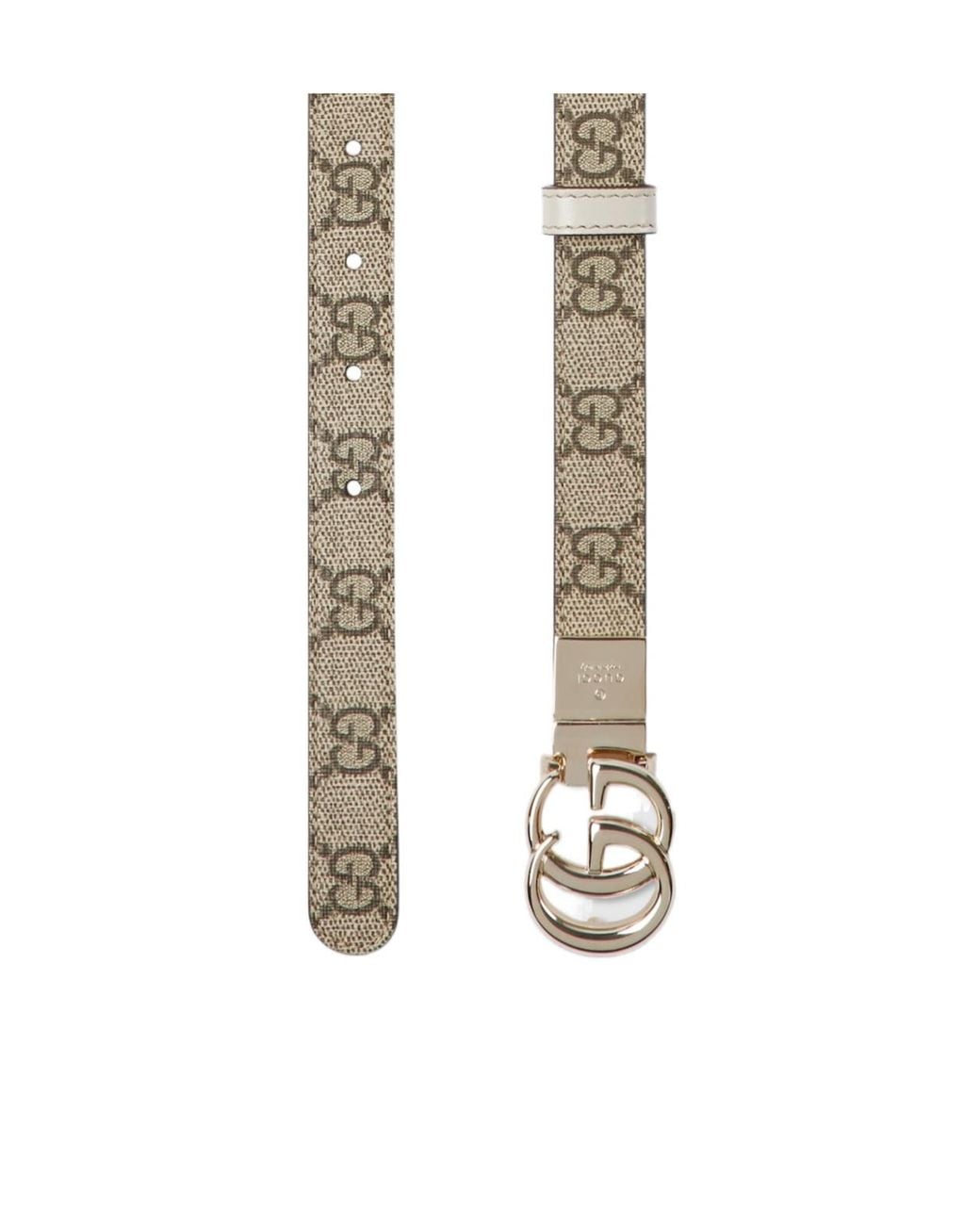 Gucci White Gg Marmont Reversible Thin Belt