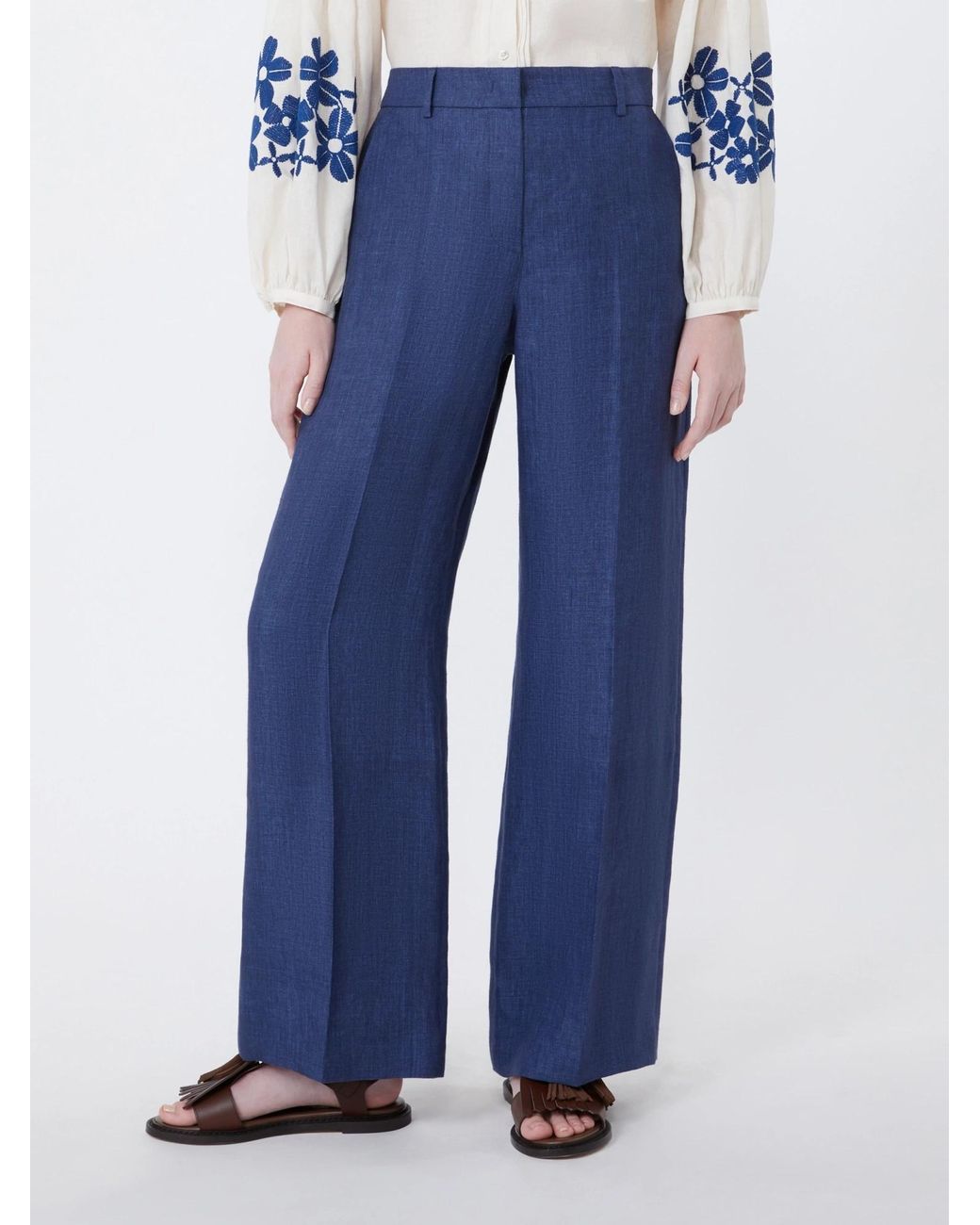 Weekend by Maxmara Blue Malizia Pressed Crease Pants
