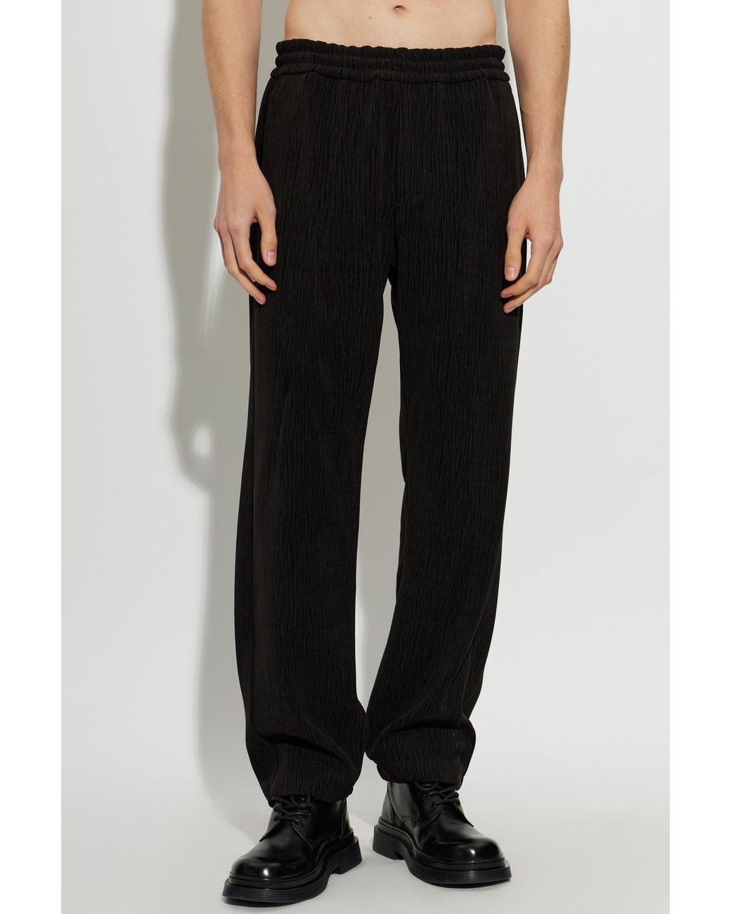 Post Archive Faction PAF Black Elastic-Waist Trousers for men