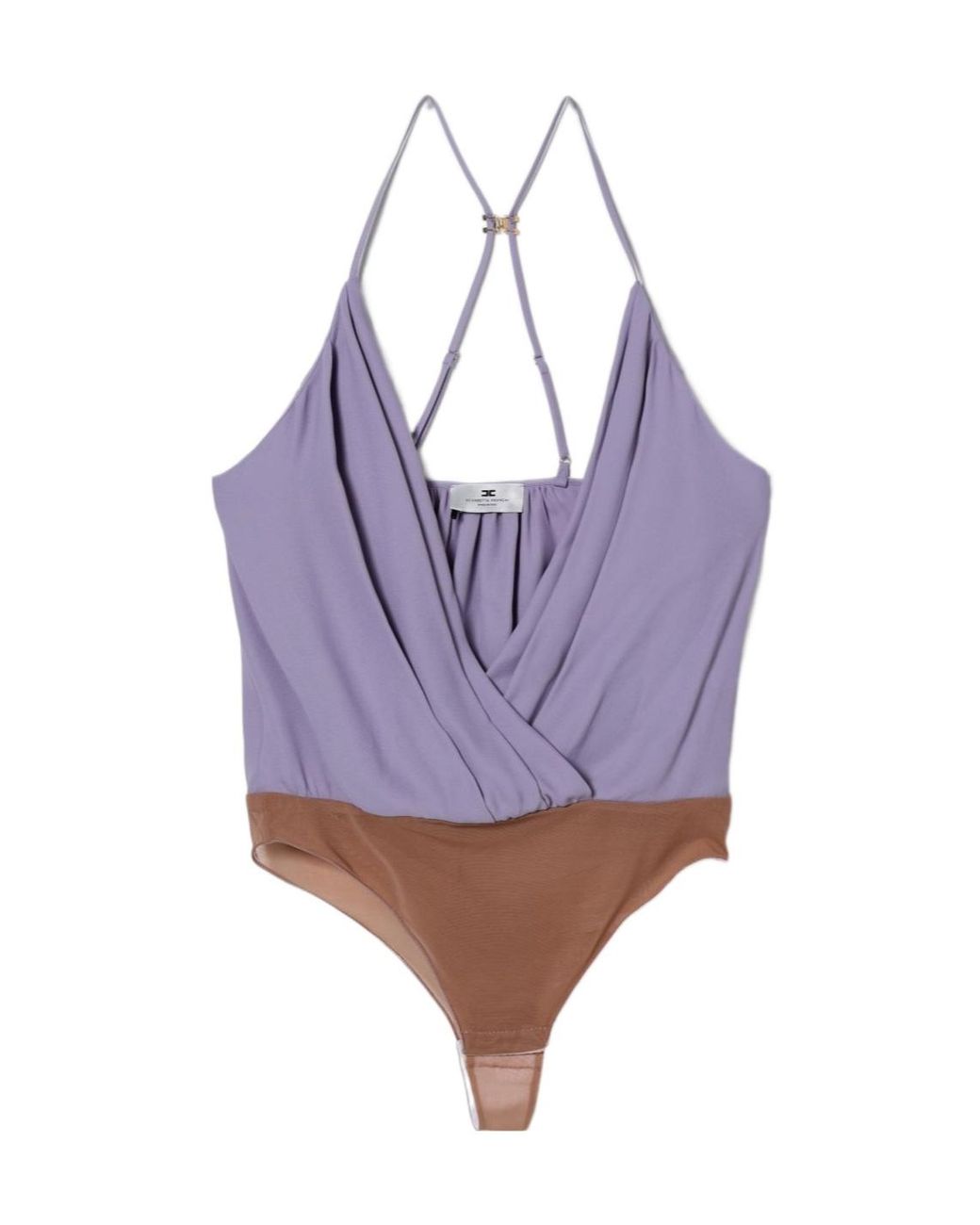 Elisabetta Franchi Purple Georgette Bodysuit Top