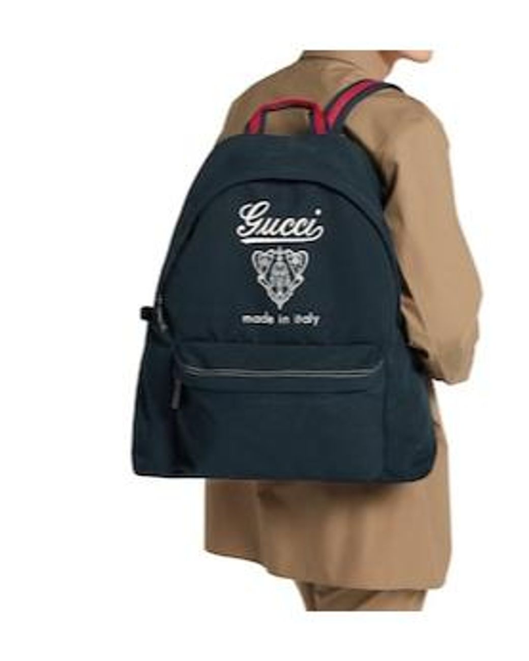 Gucci Blue Logo Printed Zip-Up Backpack for men