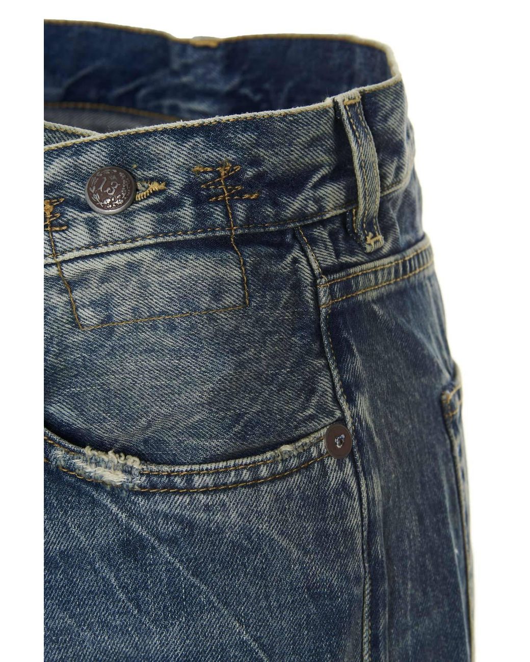 R13 Blue High Waisted Crossover Jeans