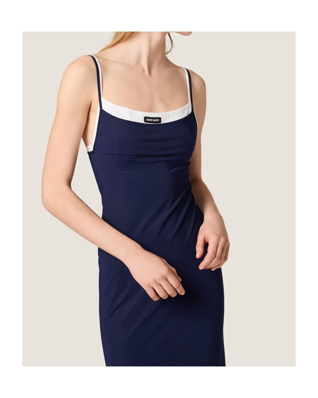 Miu Miu Blue Stretch Jersey Midi Dress