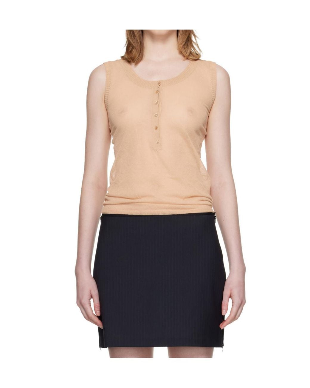 Paloma Wool Natural Velata Sheer Buttoned Top