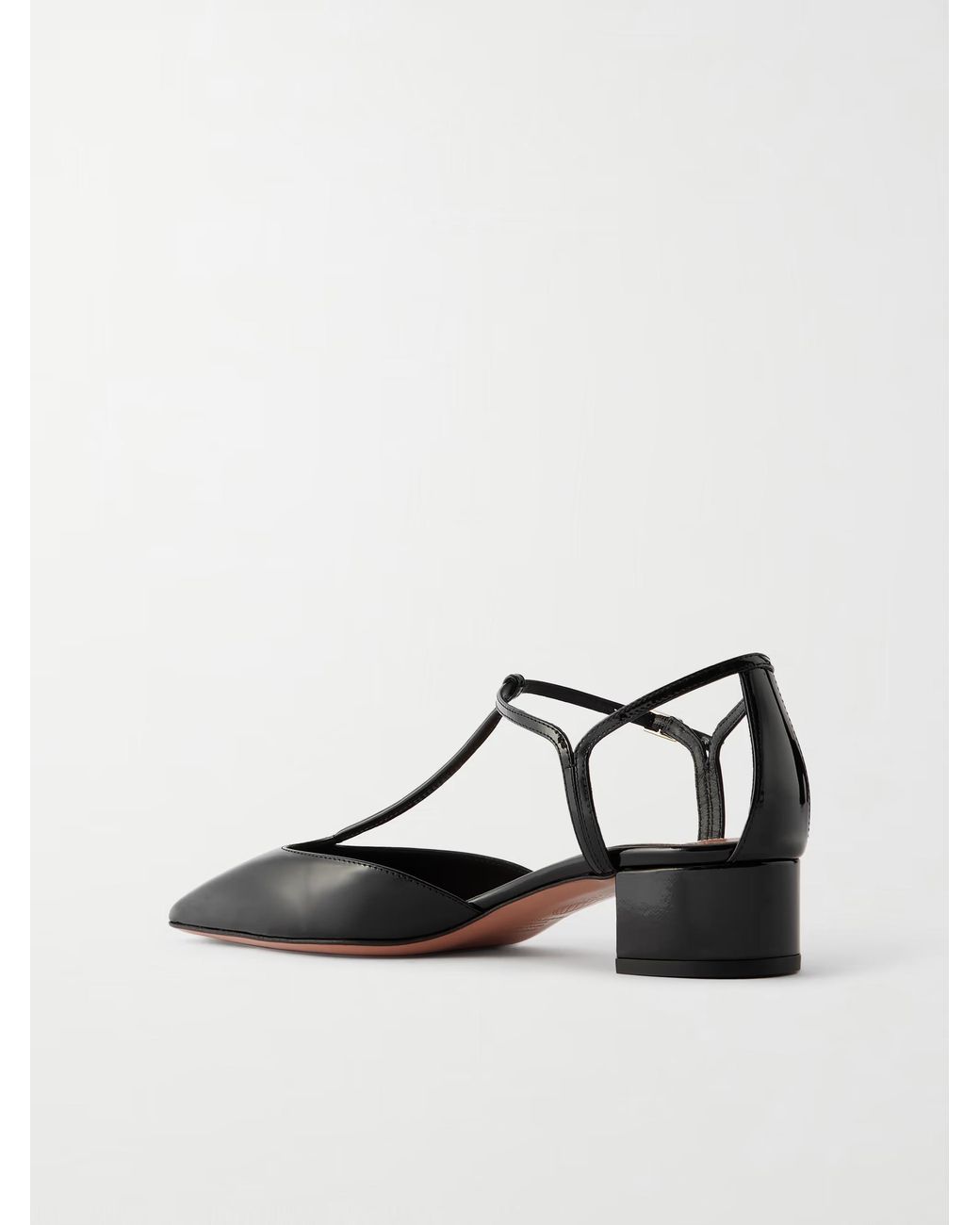 Aquazzura Black Patent Leather T-Strap High Heels