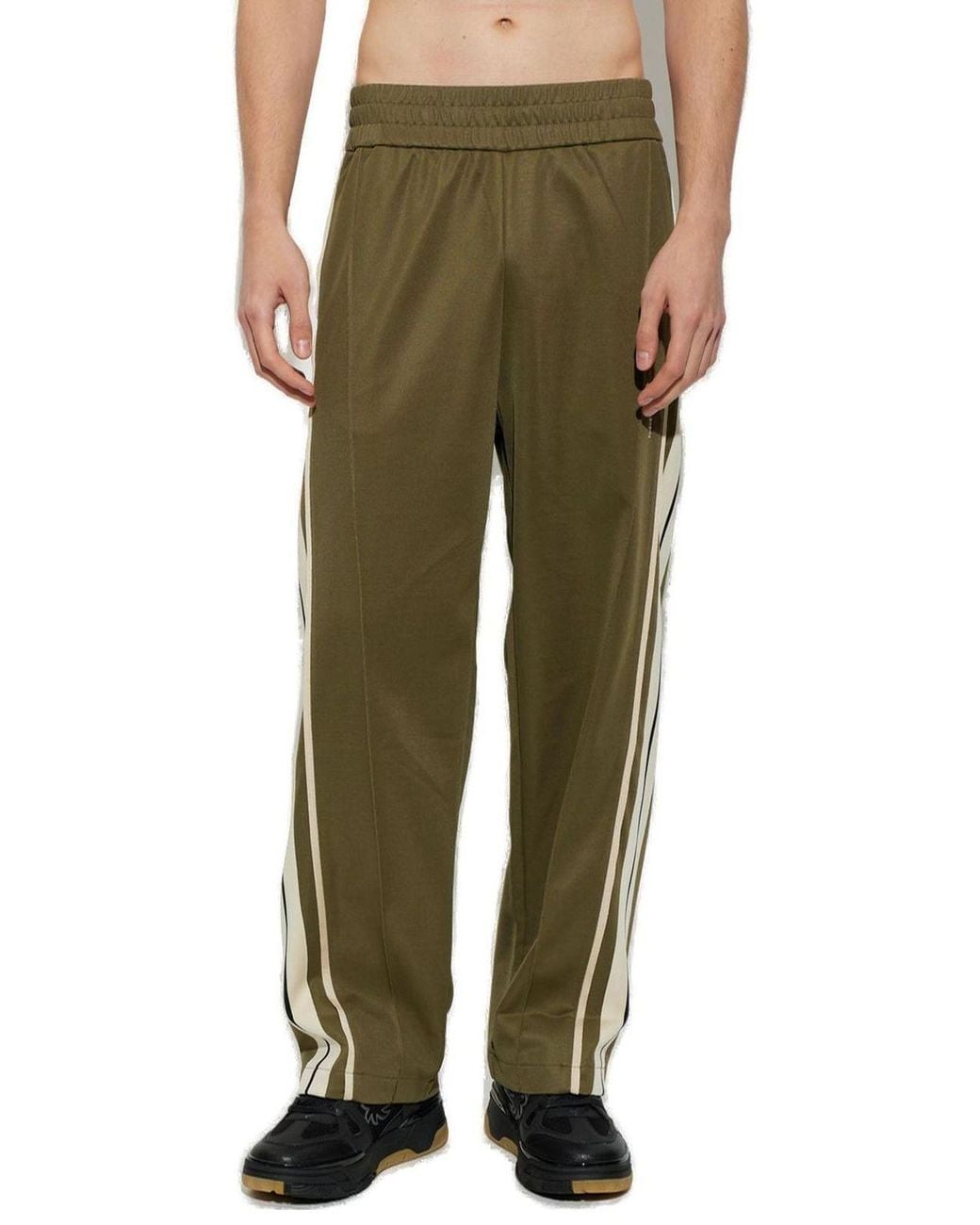 Palm Angels Green Side Stripe Track Pants for men