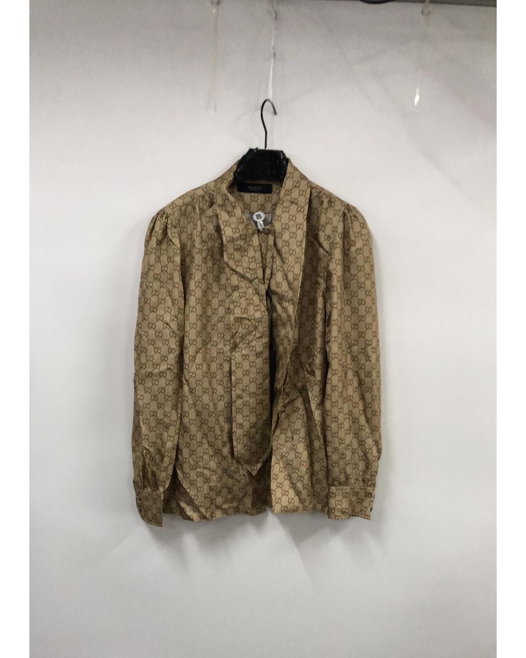 Gucci Brown Printed Long-Sleeve Twill Shirt