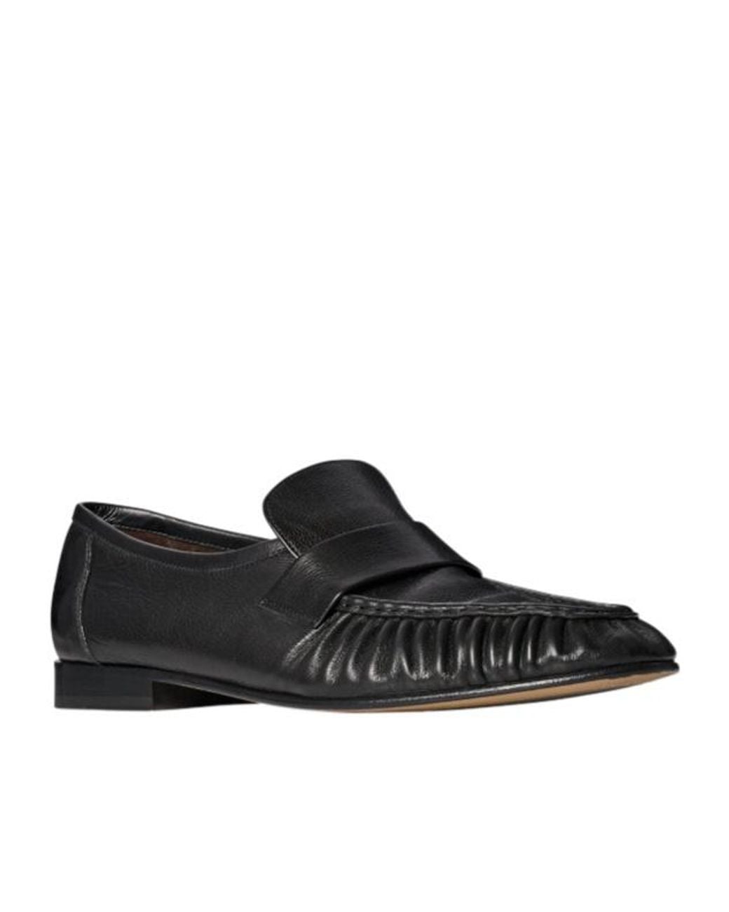 The Row Black Ruched Leather Loafers for men