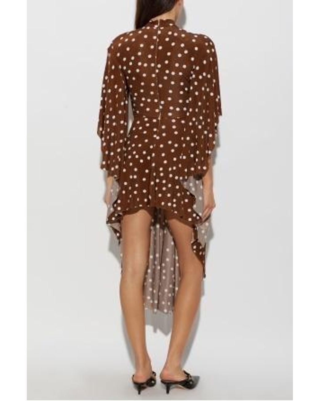 Vetements Brown Asymmetric Polka-Dot Dress