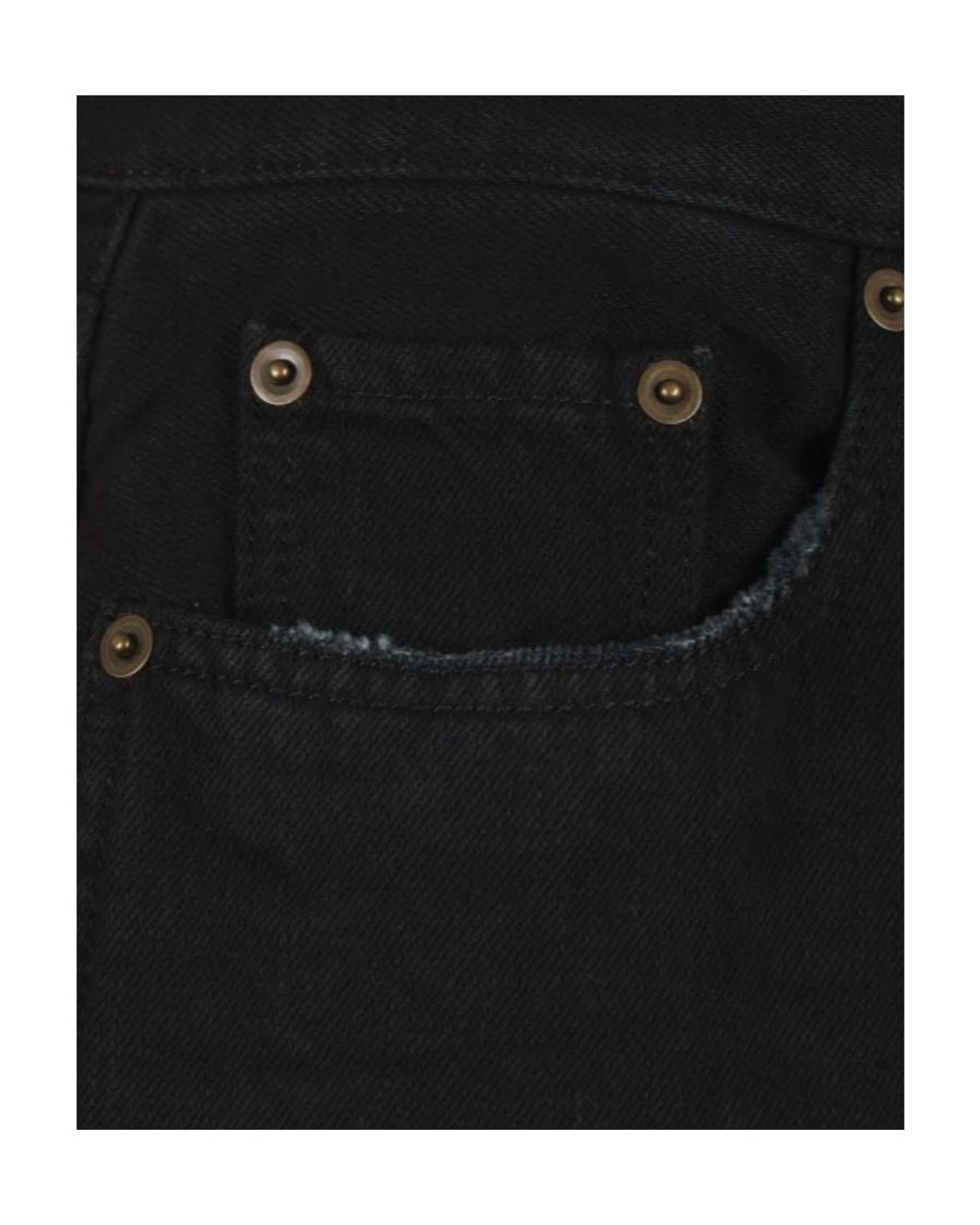 Saint Laurent Black Buttoned Straight Leg Jeans for men