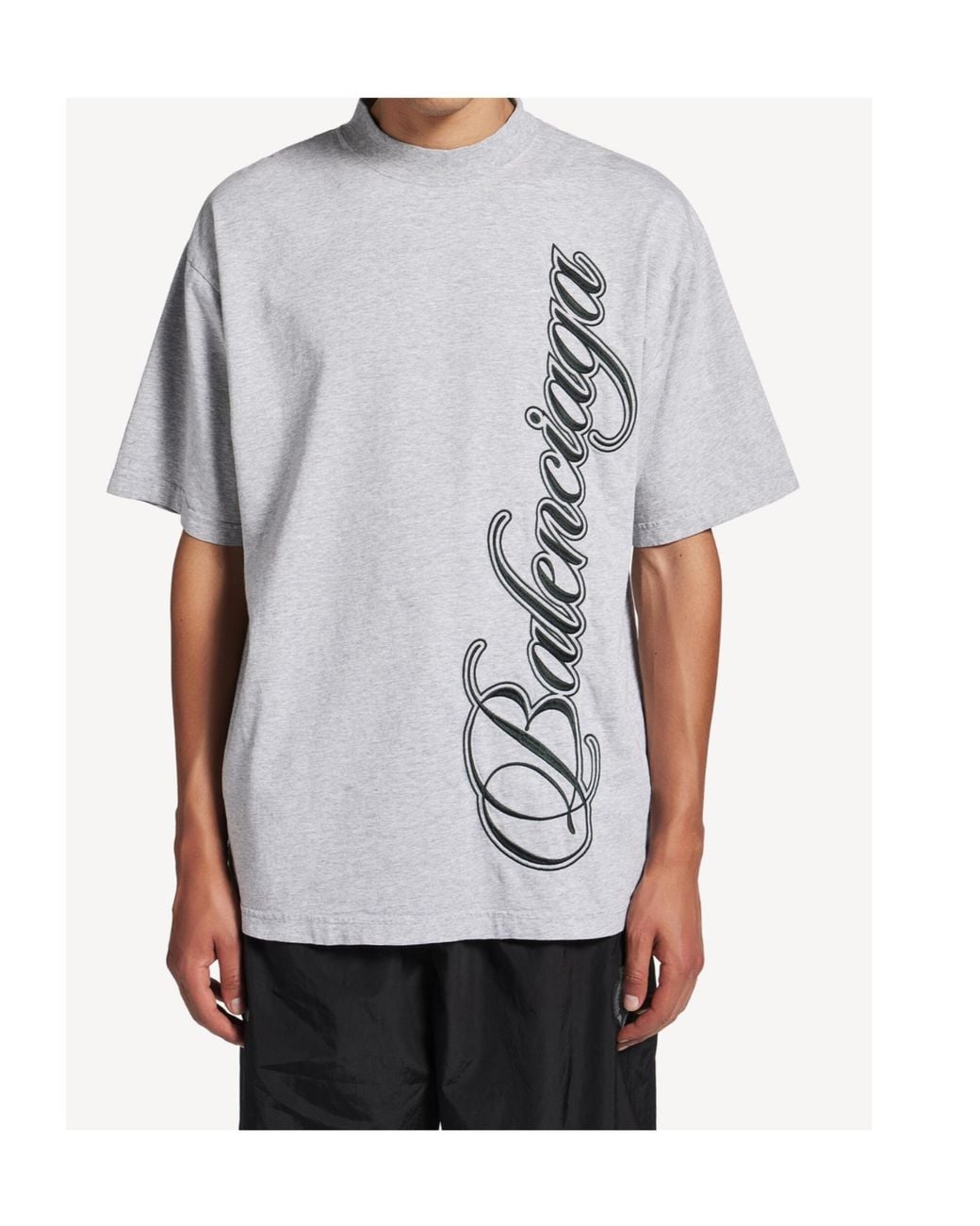 Balenciaga White Cursive Medium Fit T-Shirt for men