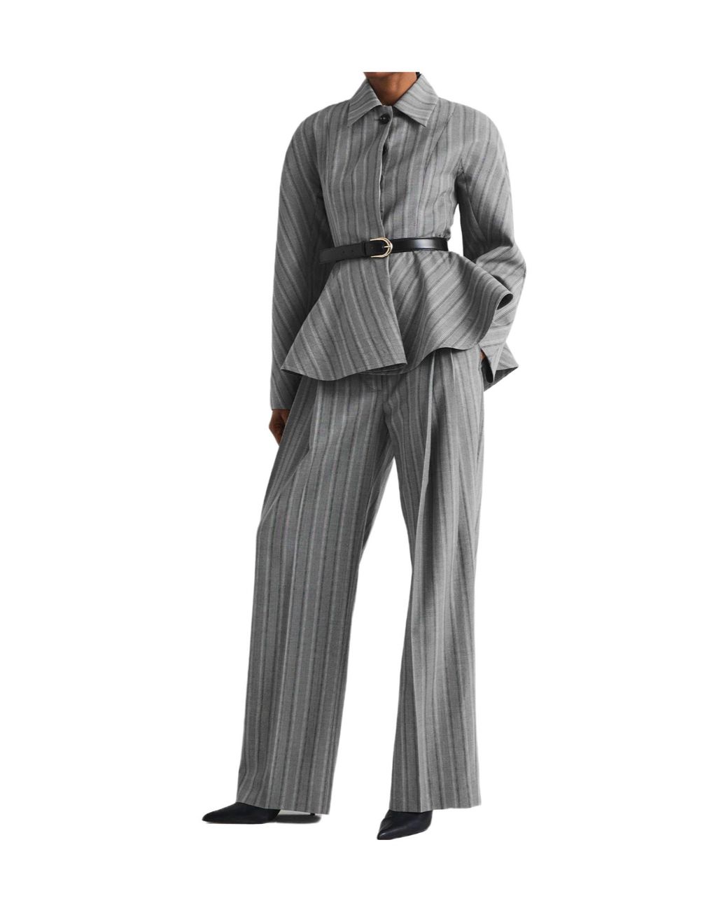 Stella McCartney Gray Cropped Shirt With Flared Hem
