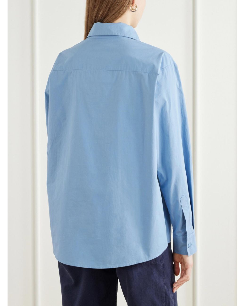 Still Here Blue Madison Cotton-Poplin Shirt