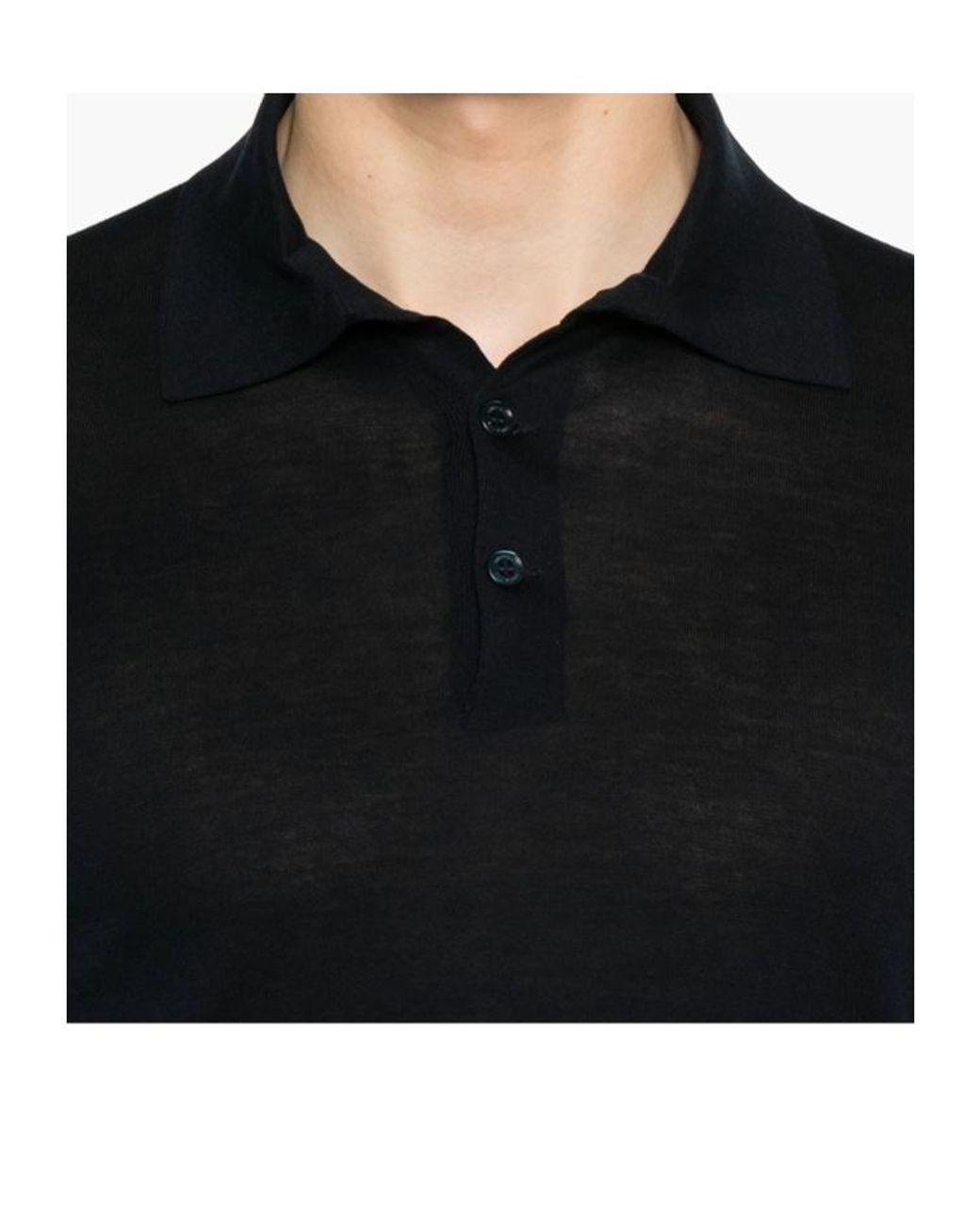 Brunello Cucinelli Black Short-Sleeved Fine-Knit Polo Shirt for men