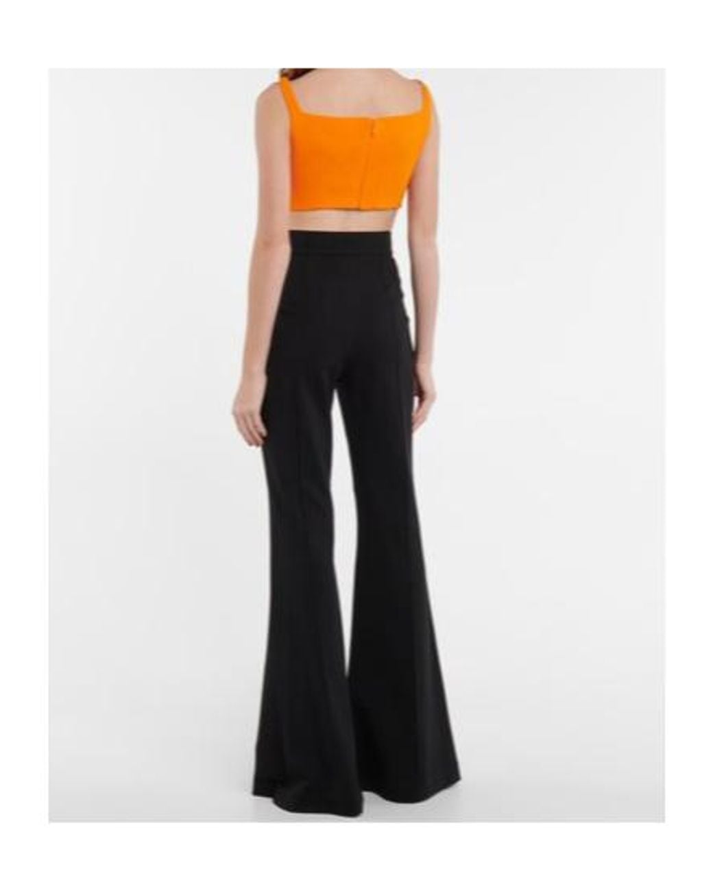 Emilia Wickstead Orange Flore Wool Crêpe Crop Top