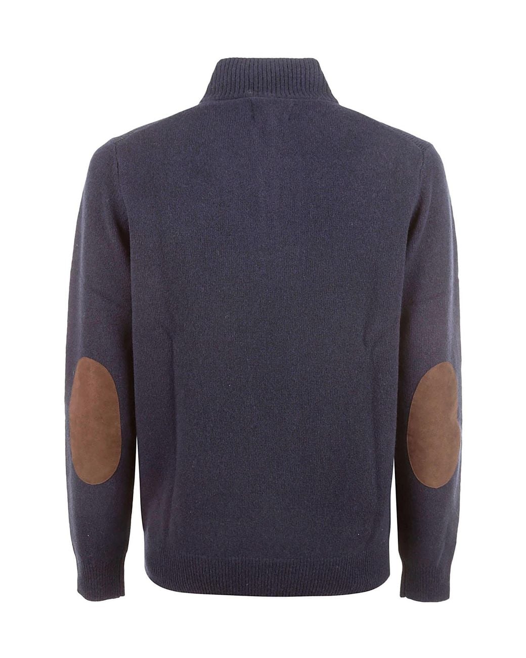 Barbour Blue High-Neck Half Buttoned Knit Jumper for men