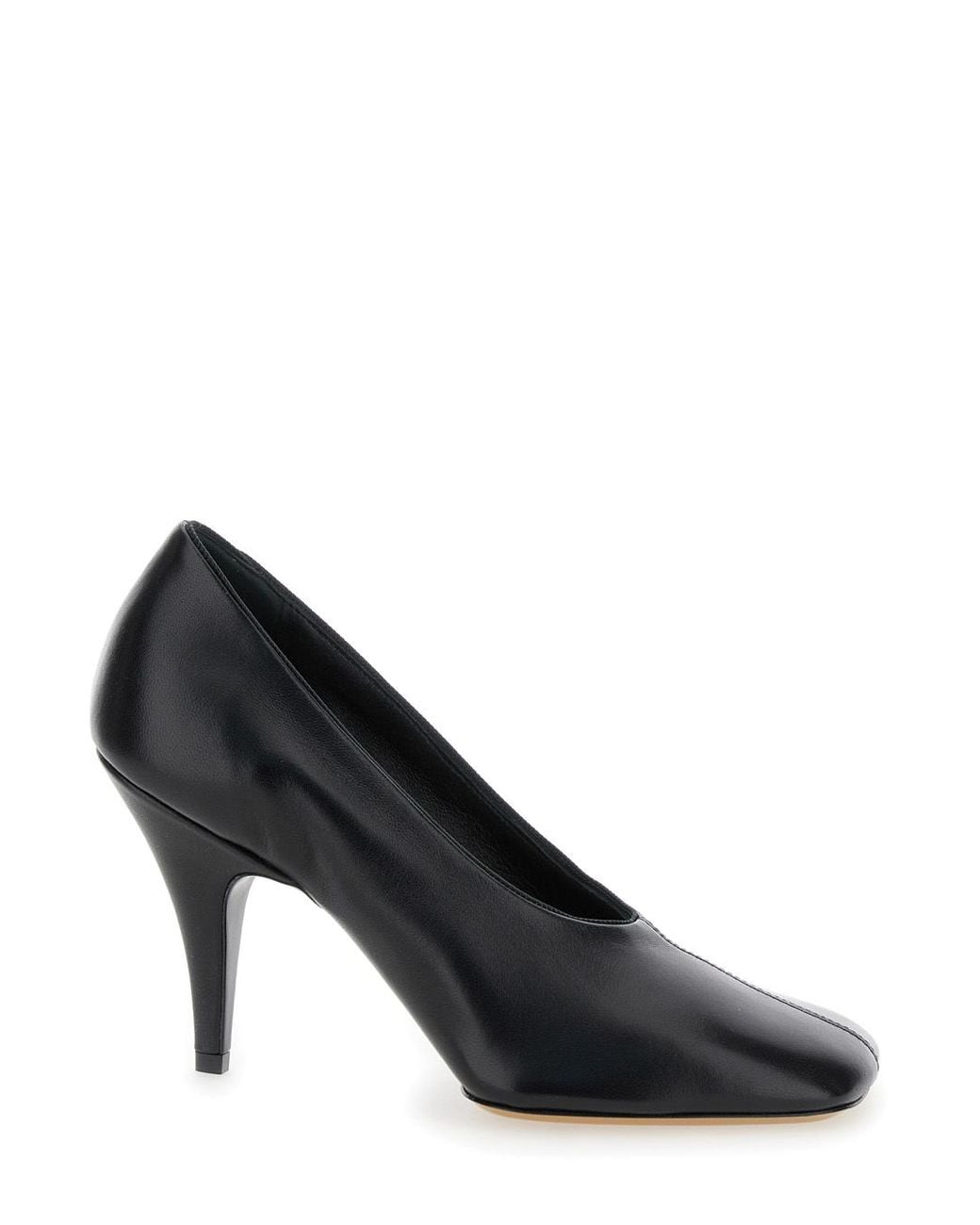 Phoebe Philo Black Square-Toe Leather Pumps