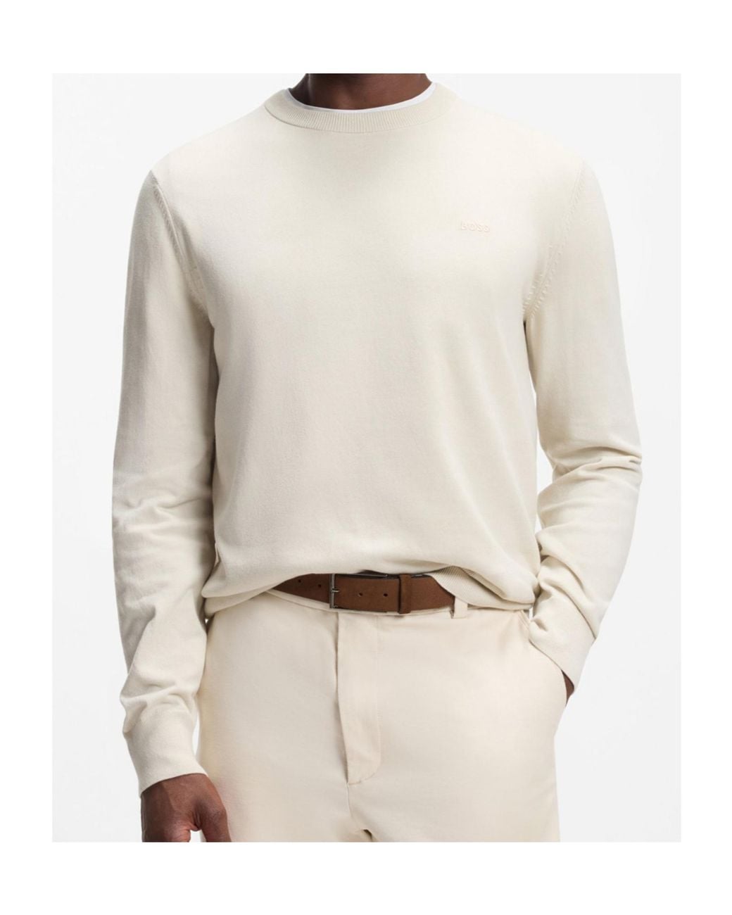 Boss White Boss Logo Embroidered Jumper for men