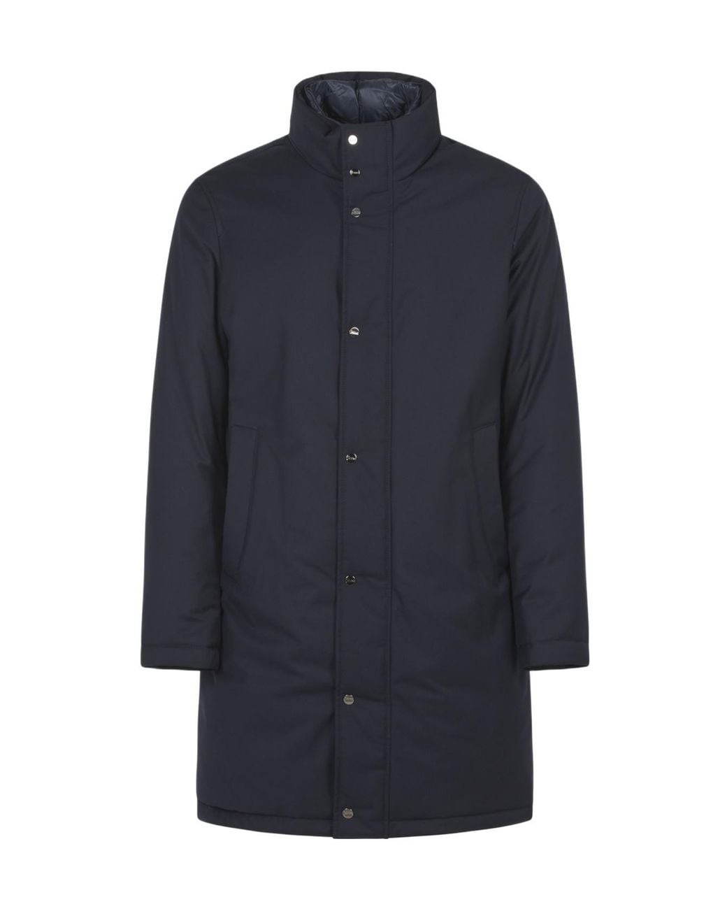 Herno Blue Button-Detailed High-Neck Padded Coat for men