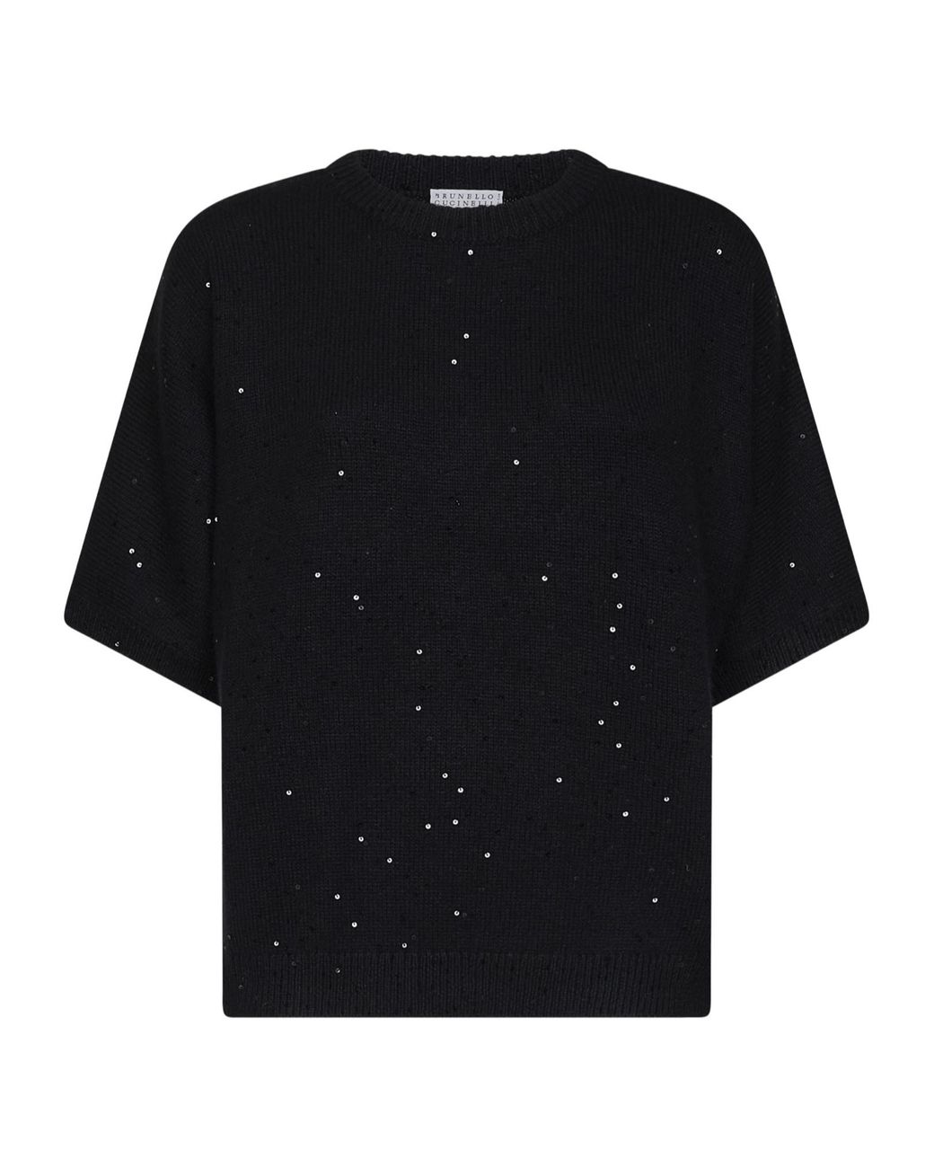 Brunello Cucinelli Black Sequined Kimono-Sleeve Sweater