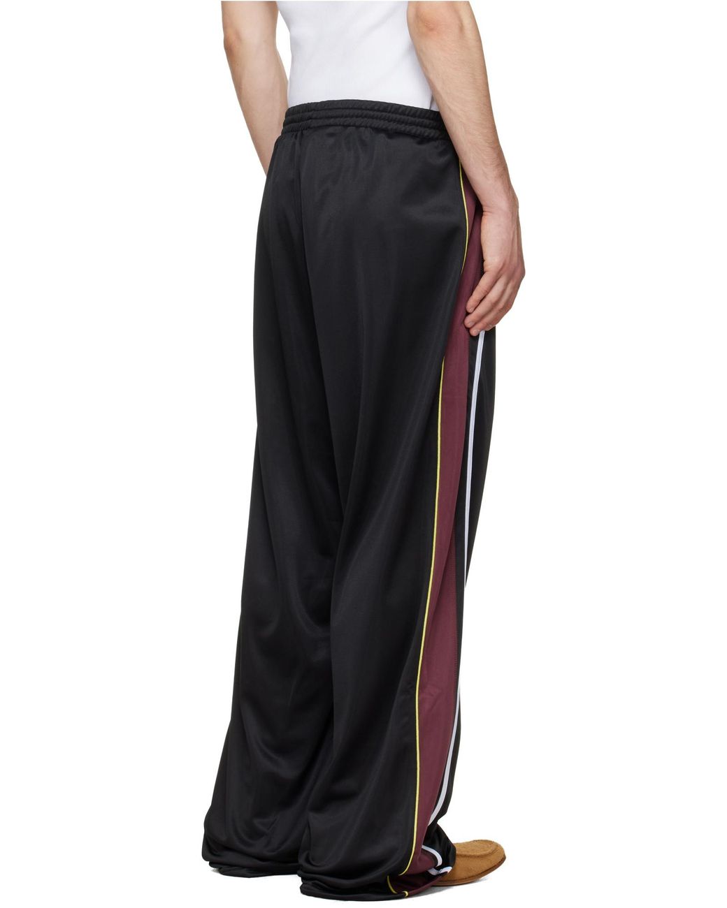 Martine Rose Black Wide Leg Trackpants Stripe Detail for men
