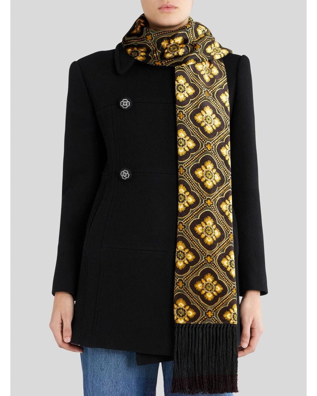Etro White Fringed Velvet Shrug Scarf