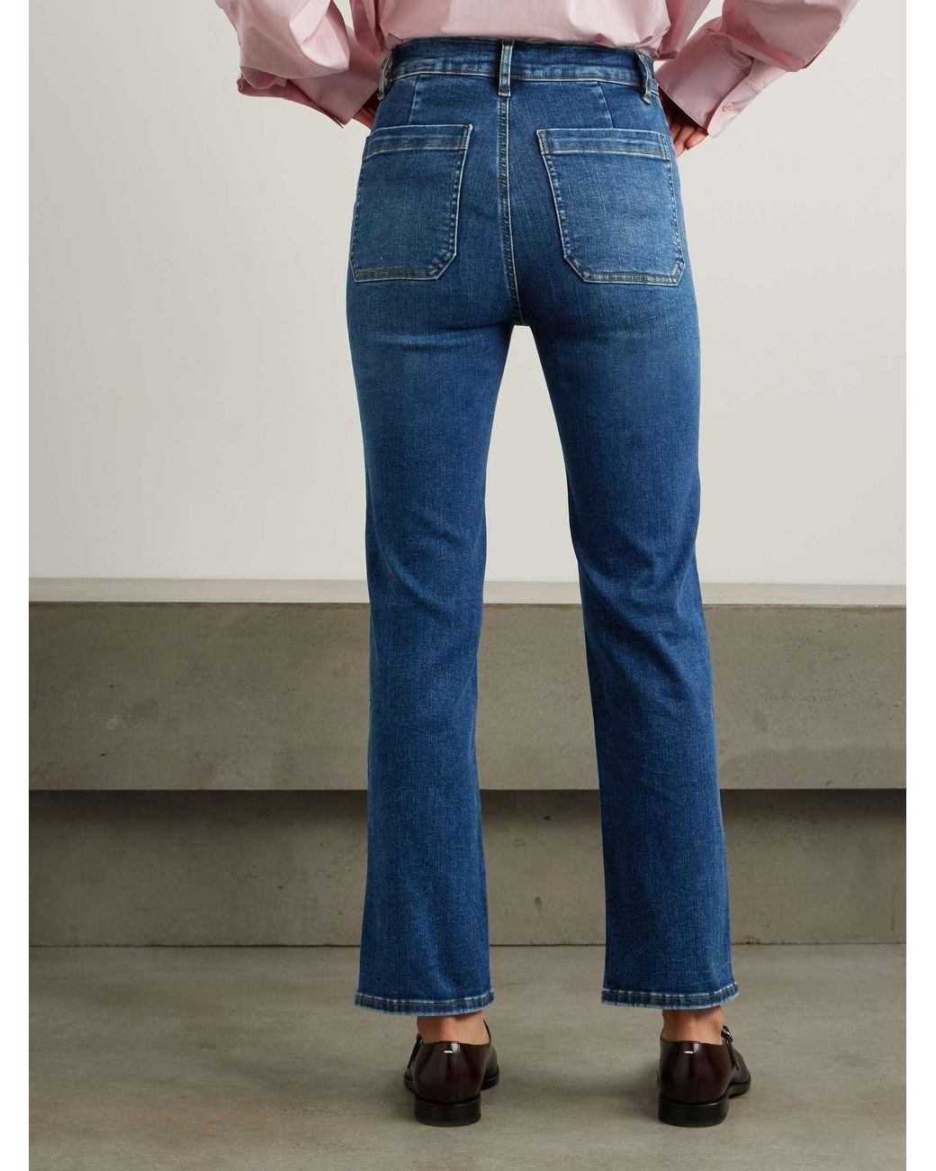FRAME Blue High Waist Straight Jeans