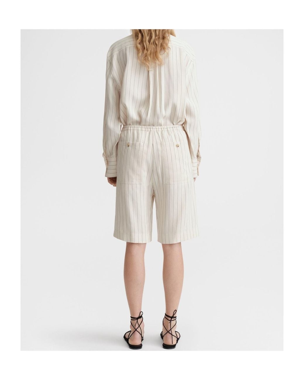 Totême White Totême Stripe Detailed Drawstring Shorts