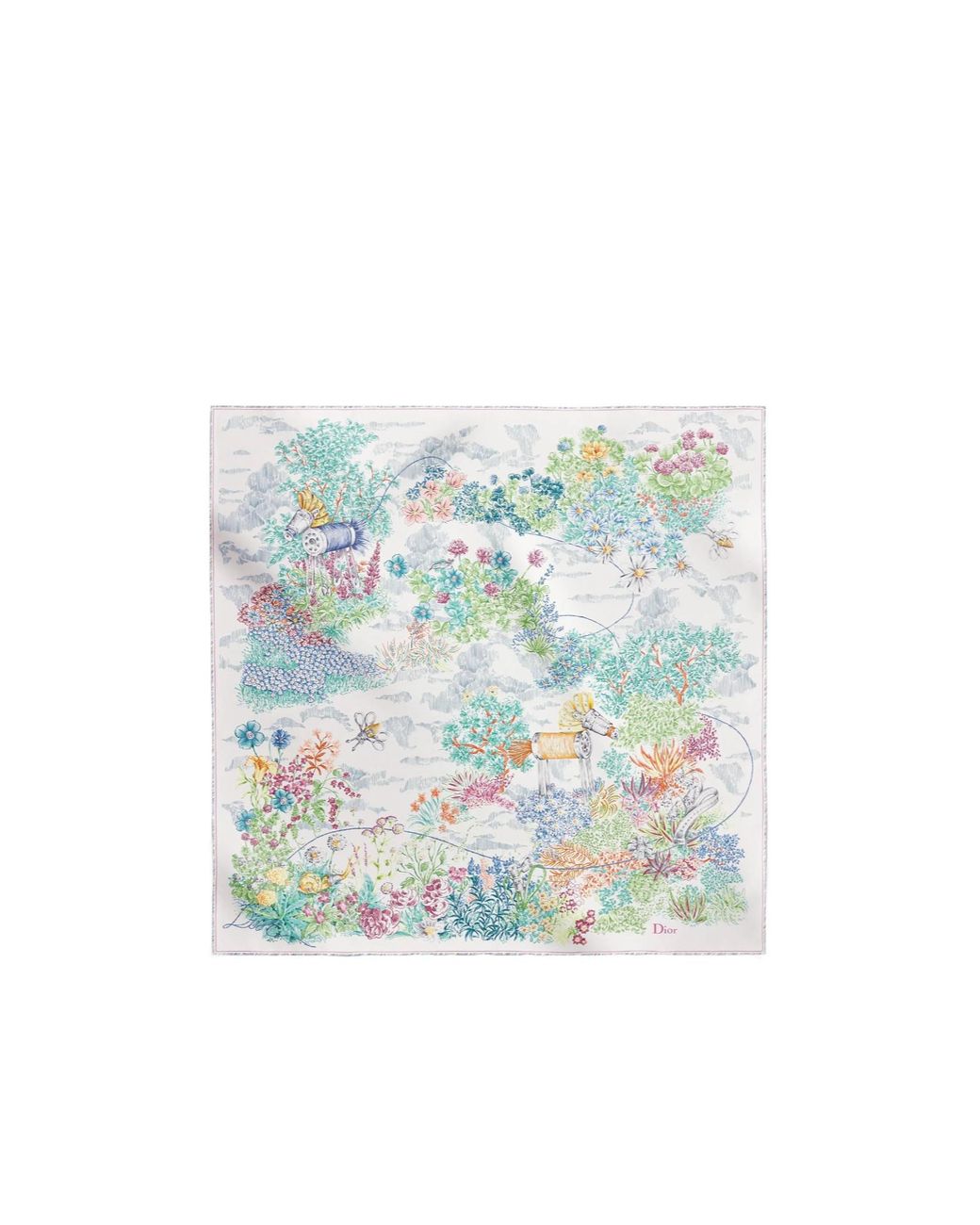 Dior Blue Charming Garden90 Square Scarf