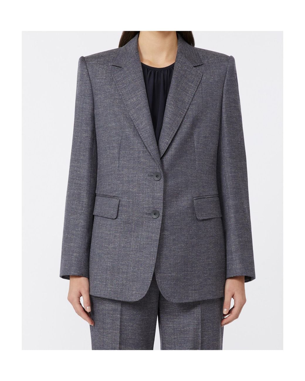 Max Mara Blue Studio Hodeida Single-Breasted Blazer