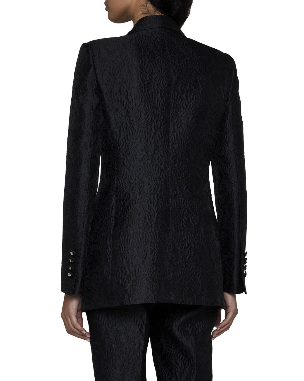 Dolce & Gabbana Black Floral Jacquard Single-Breasted Blazer