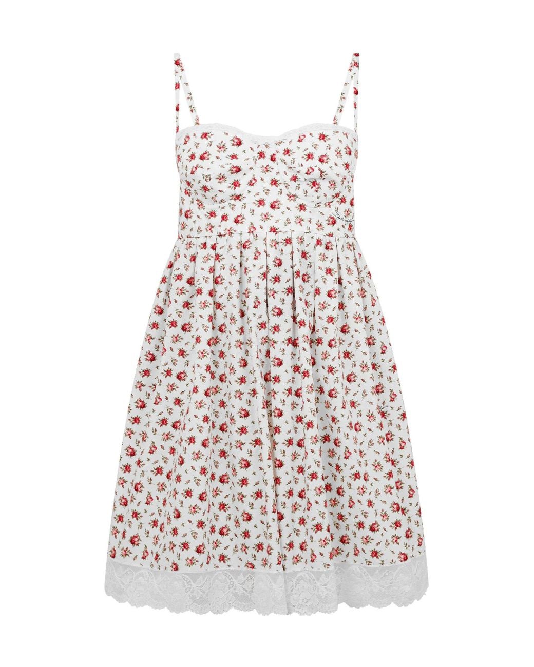 Dolce & Gabbana White Floral Print Camisole Midi Dress