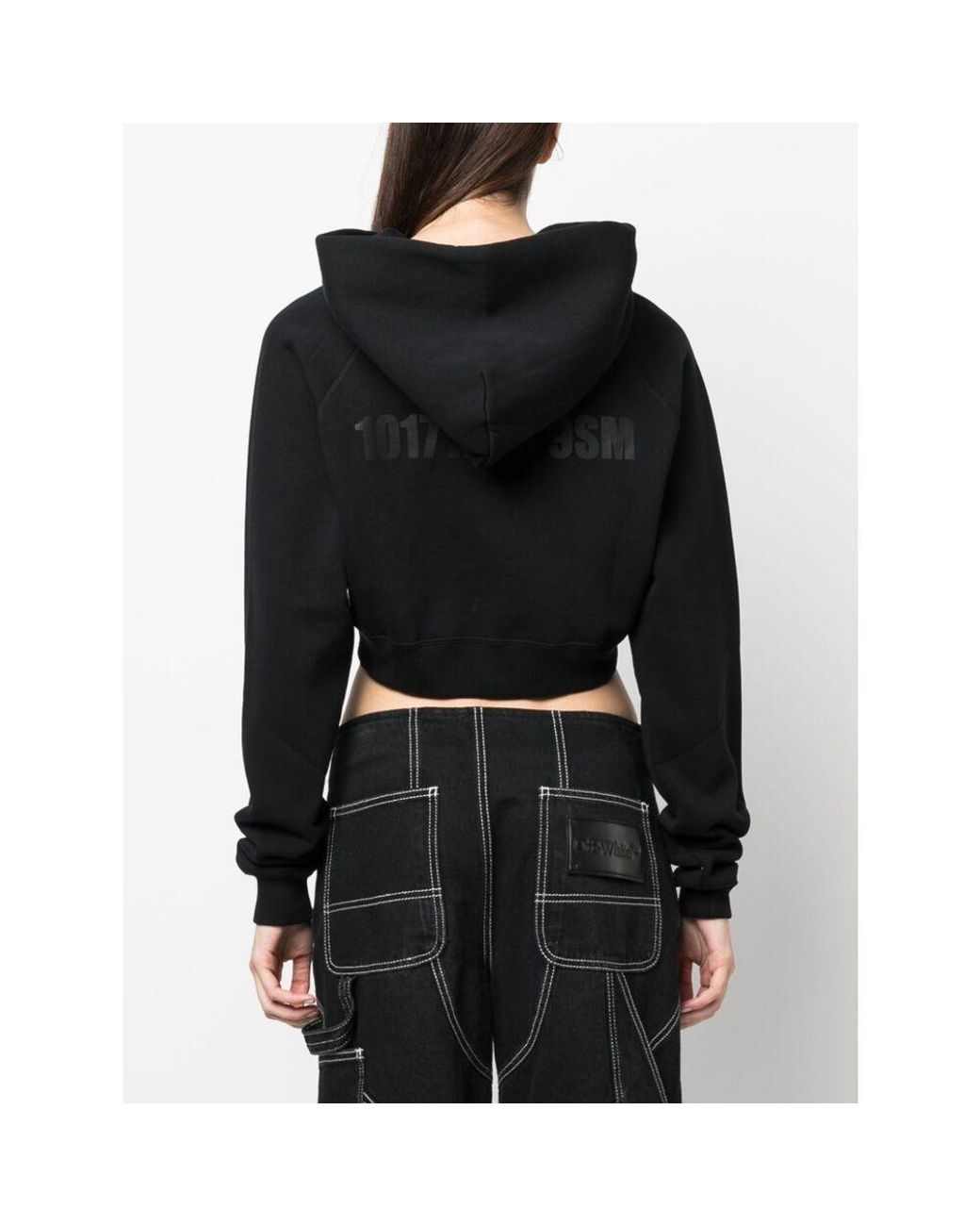 1017 ALYX 9SM Black 1017 9Sm Logo Printed Cropped Hoodie