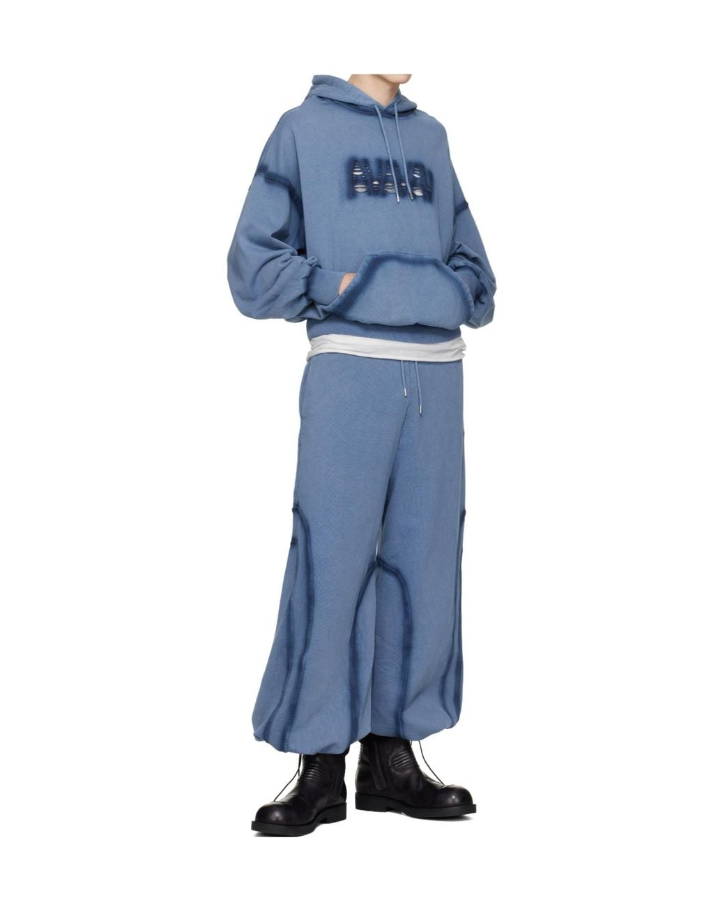 AVAVAV Blue Distressed Hoodie for men