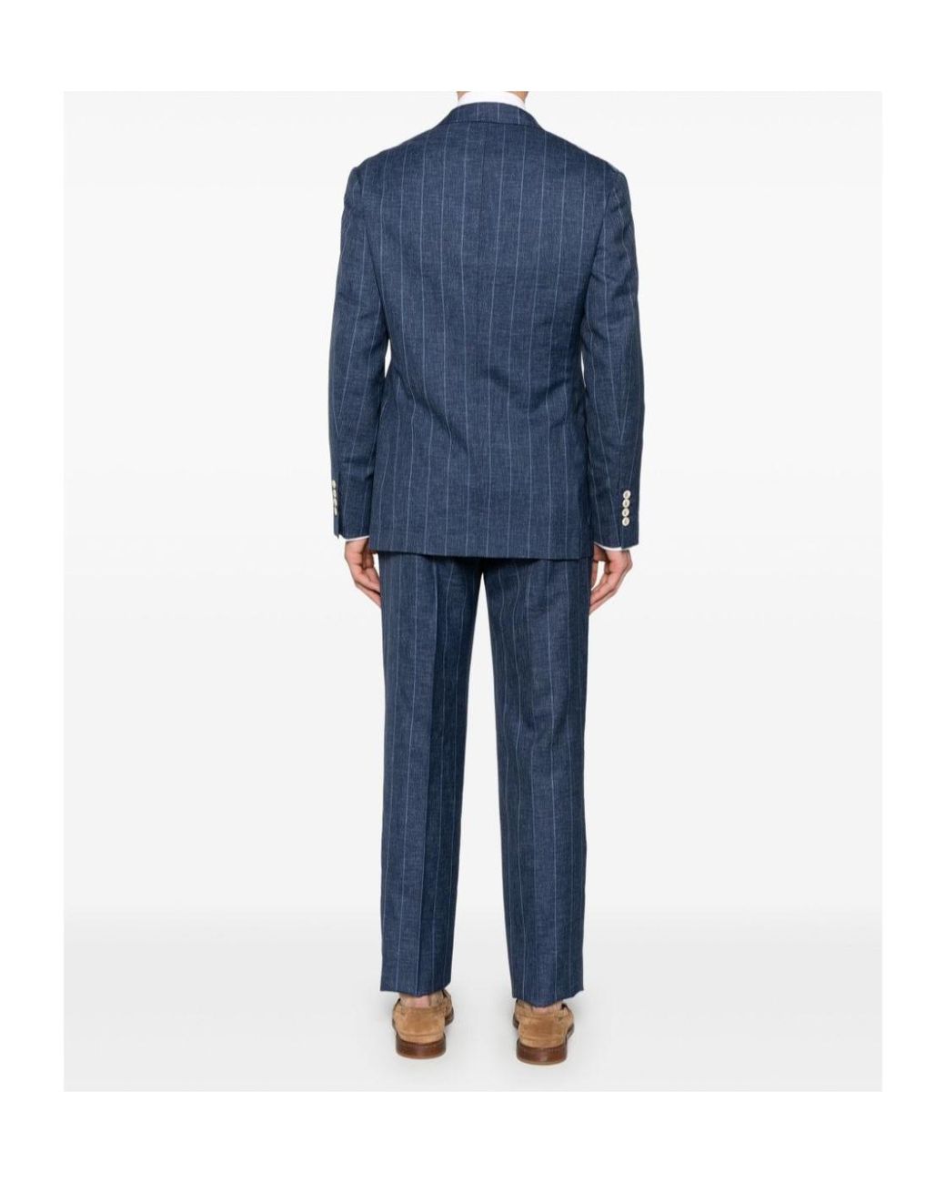 Brunello Cucinelli Blue Striped Suit for men