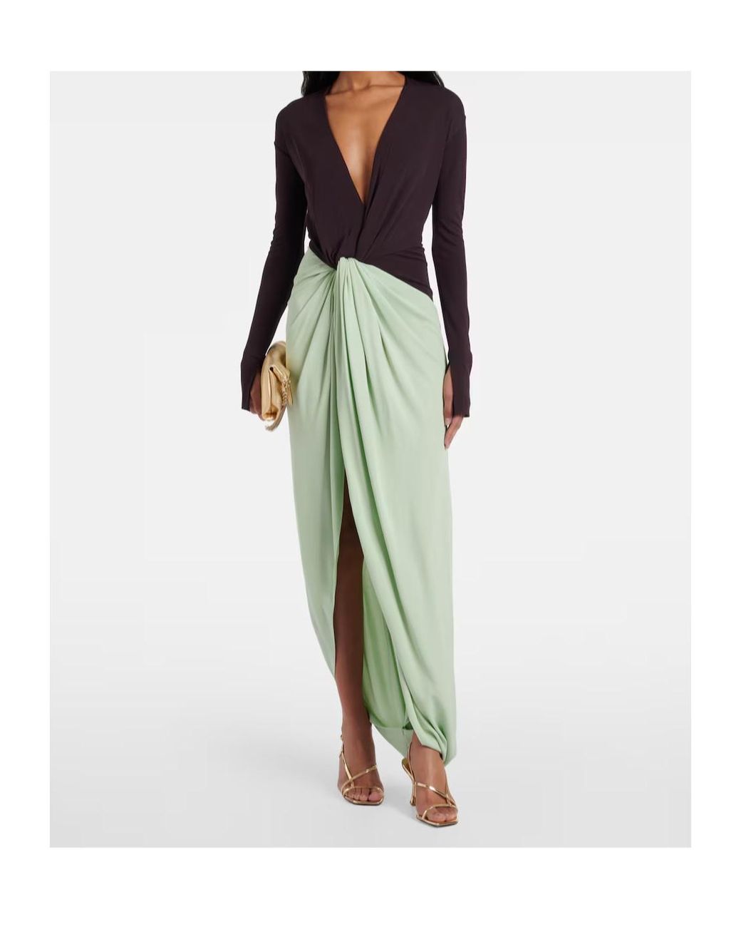 Victoria Beckham Green Long-Sleeved Dress