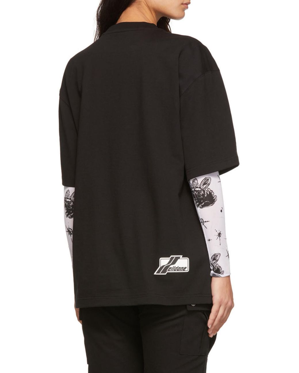 we11done Black Logo-Print Cotton T-Shirt for men