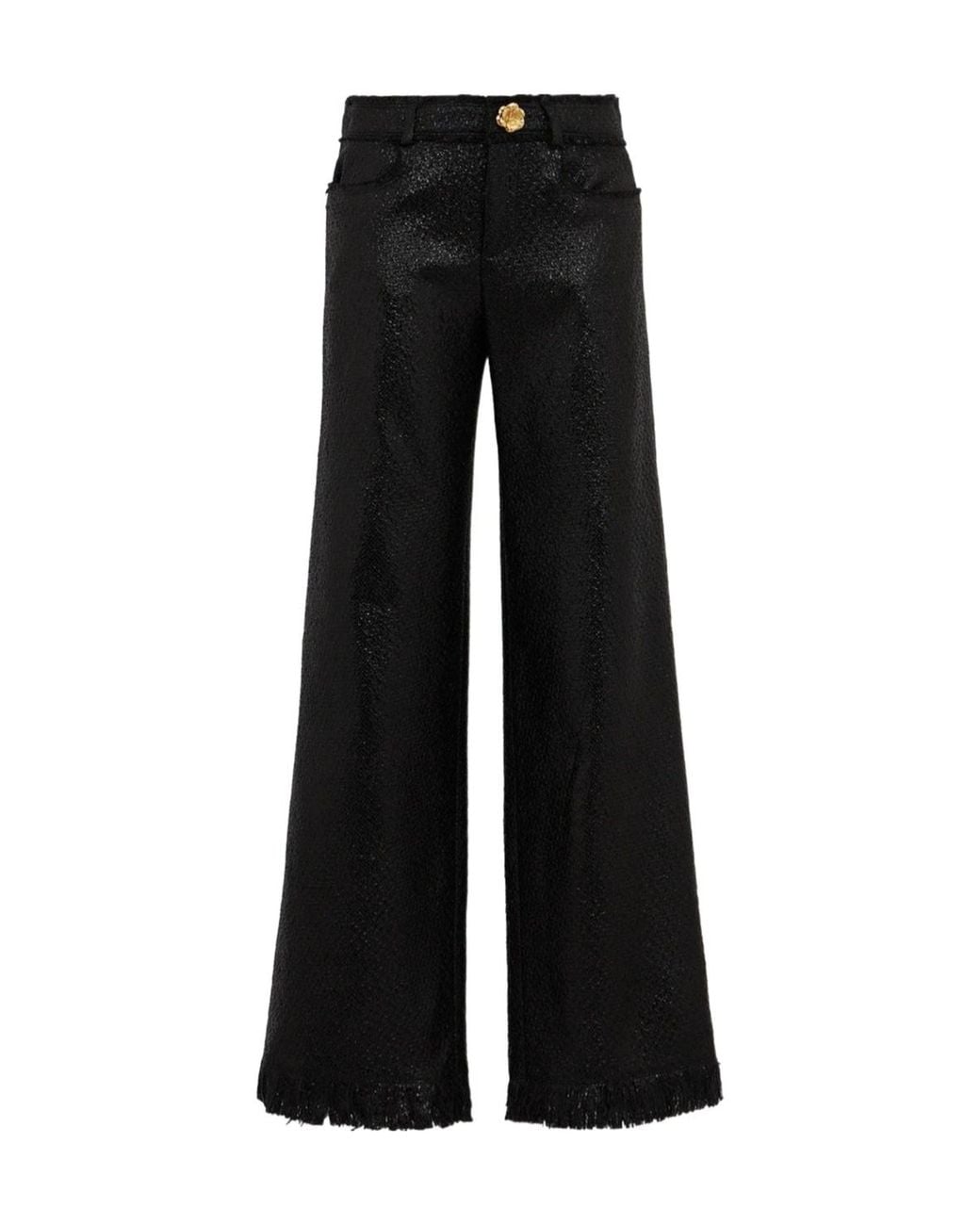 GIUSEPPE DI MORABITO Black Floral-Button Casual Trousers