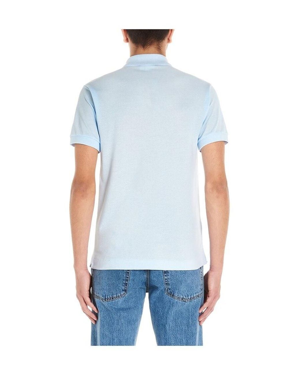 Lacoste Blue Logo-Patch Short-Sleeve Polo Shirt for men