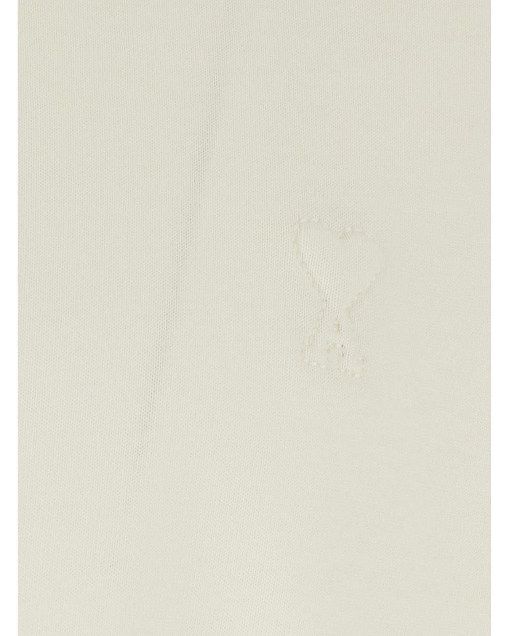 AMI White Logo Detailed Crewneck T-Shirt for men