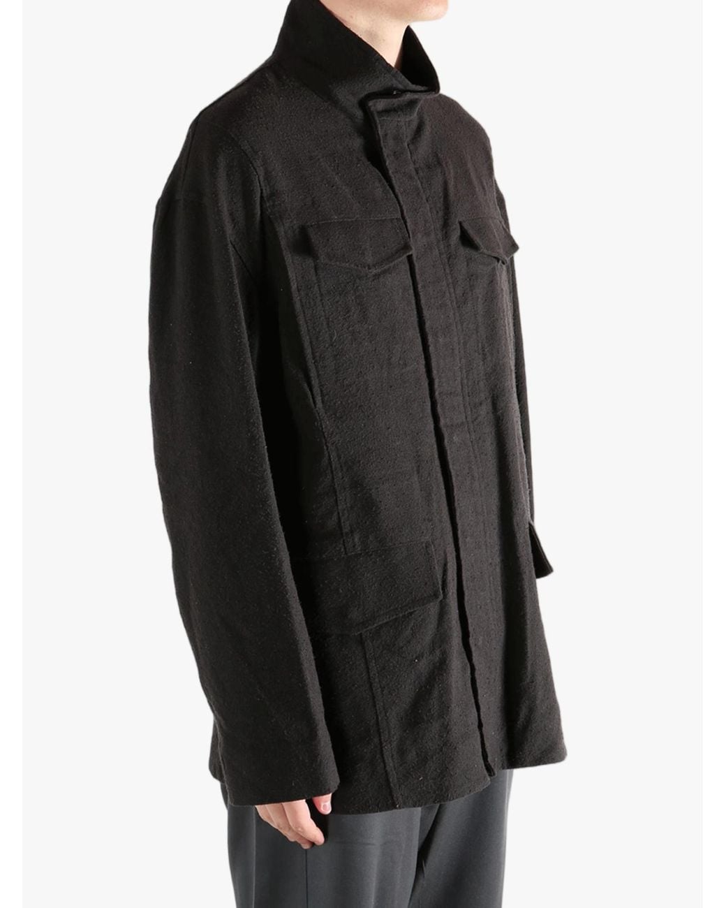 Omar Afridi Black High-Neck Multi-Pocket Jacket for men