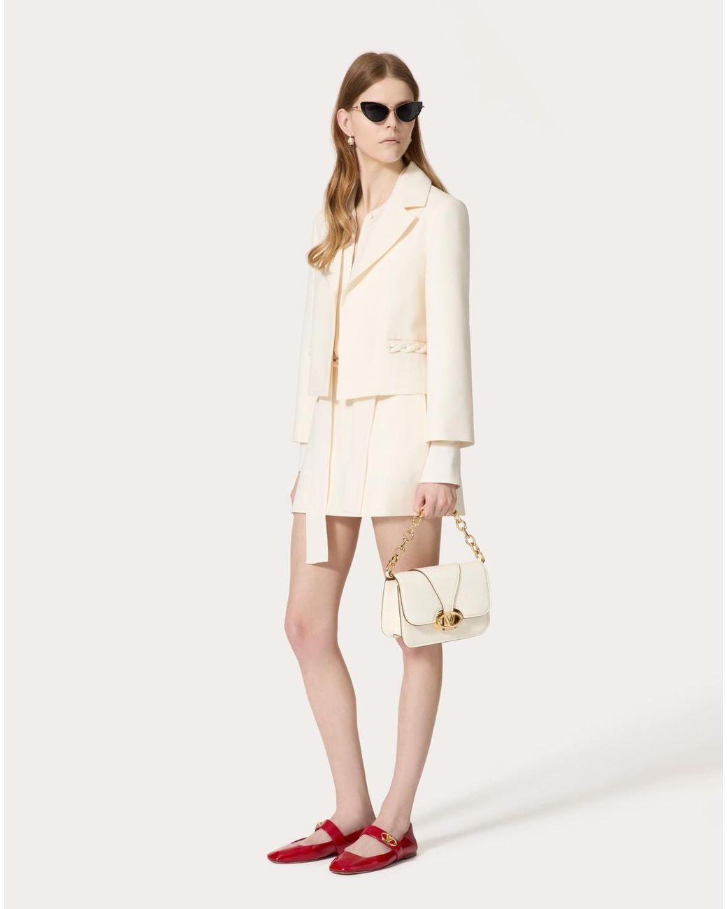 Valentino Natural Single-Breasted Virgin Wool-Silk Coat
