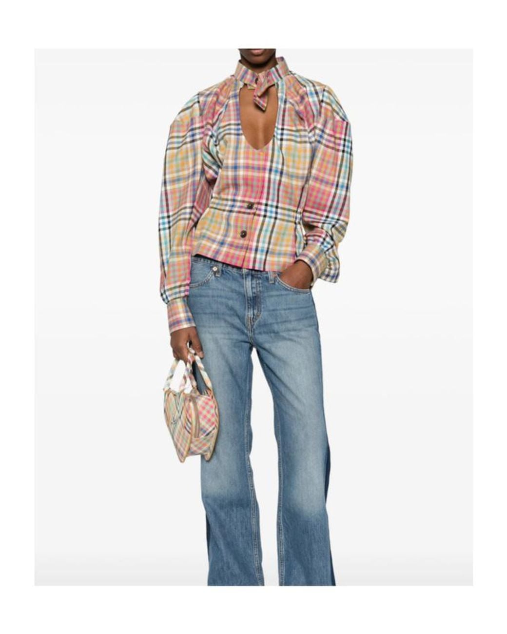 Vivienne Westwood White Plaid Cropped Top