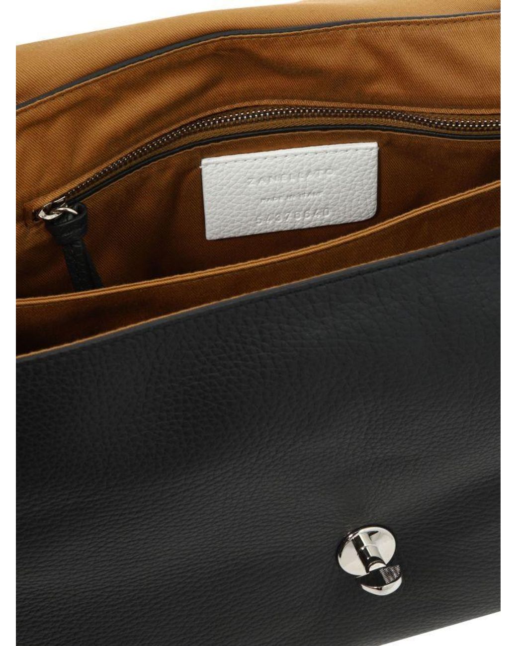 Zanellato Black Postina Twist-Lock Medium Tote Bag