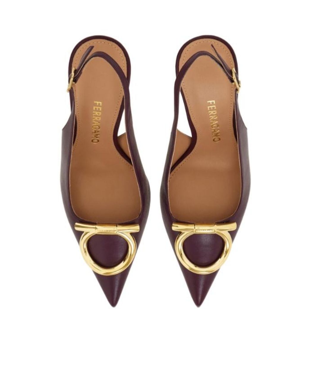 Ferragamo Brown Maxi Gancini Slingback Pump