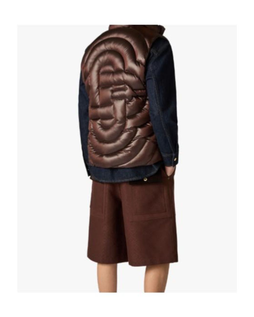 Casablanca Brown Monogram High-Collar Down Gilet for men