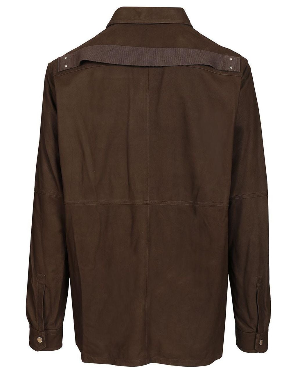 Rick Owens Brown Long Sleeved Leather Shirt for men
